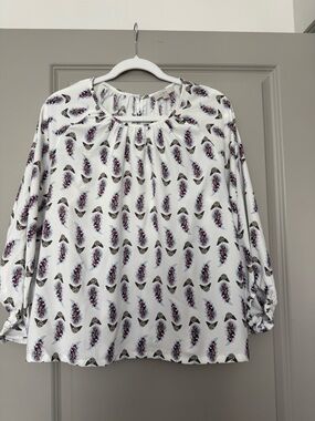 LOFT White Paisley Floral Raglan Sleeve Blouse